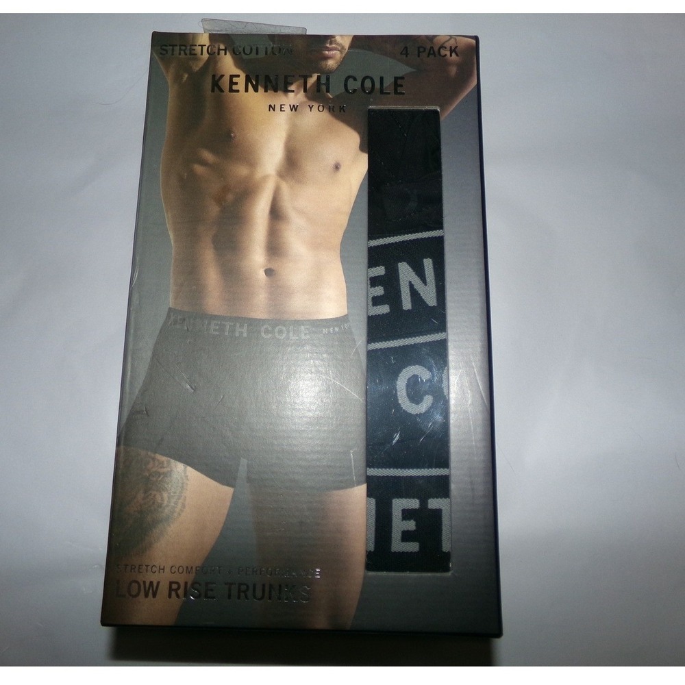 NIP MENS KENNETH COLE 4 PAIRS LOW RISE TRUNK UNDERWEAR~SZ LRG~BLACK‎